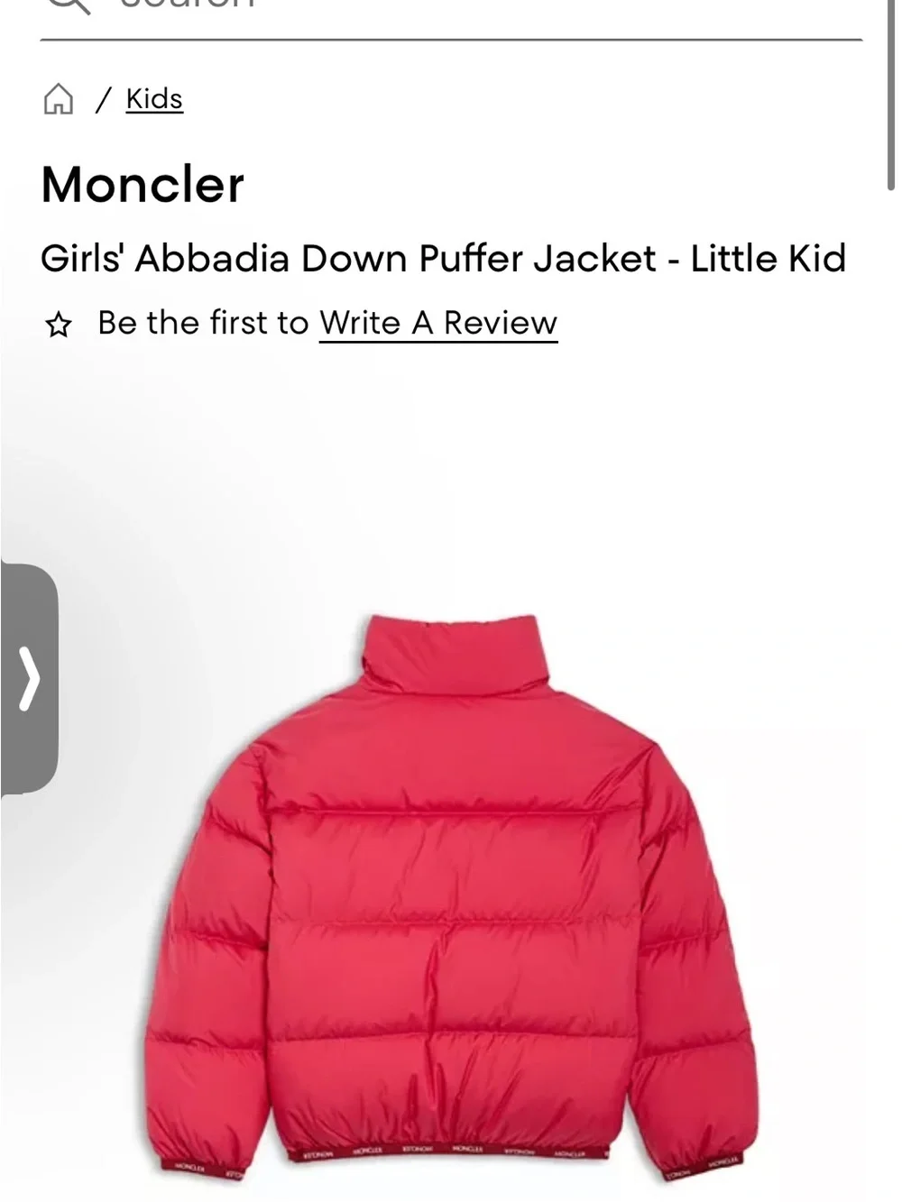 NWT Moncler Girls' Pink Down Puffer Jacket
